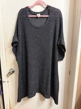 Fantastic Fawn Charcoal Ribbed Scoop Neck Tunic Sweater